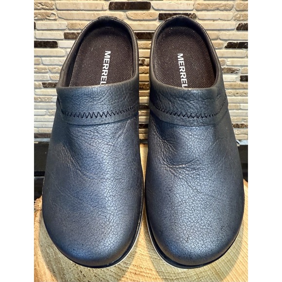Merrell Juno Clogs in Black Leather Size 6 - Picture 1 of 7